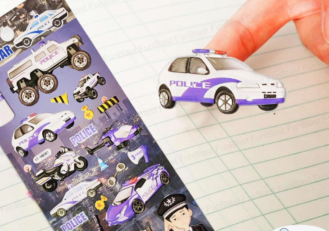 Police Car 3D Stickers Pack of 2