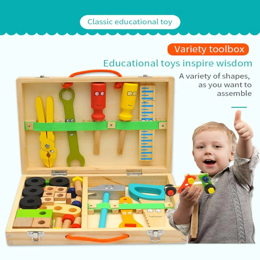 Open Ended Wooden Tool Kit Suitcase